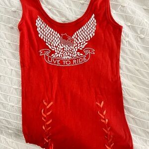 Harley Davidson Red Tank Top with Eagle Design